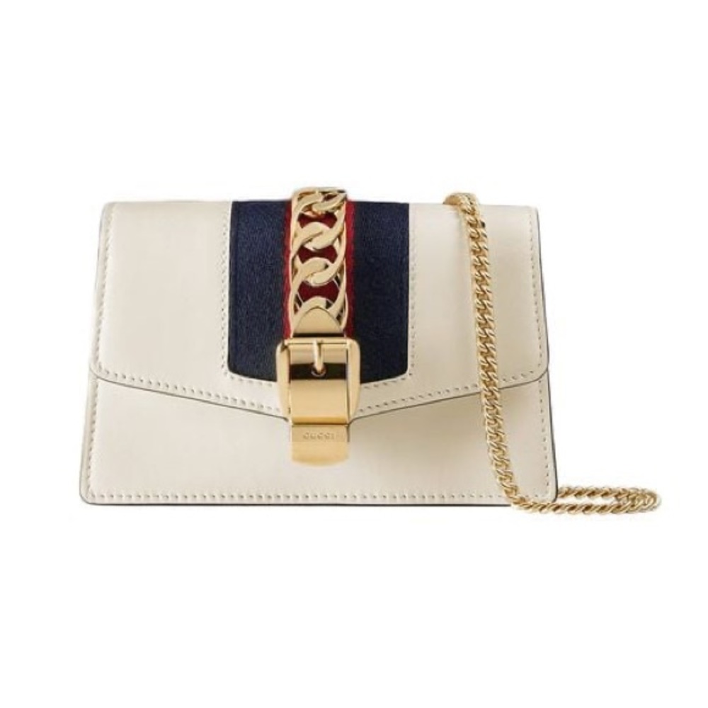 Gucci White Super Mini Sylvie Chain Bag